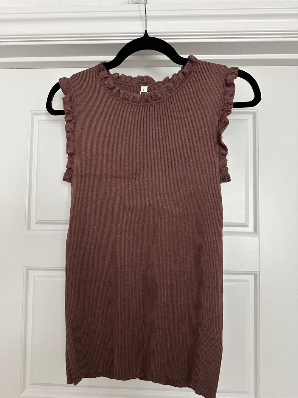 ANRABESS Ribbed Tank Top Ruffle Style Crew Neck - Picture 3 of 5